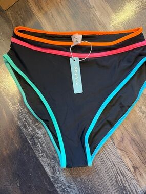 Popvil Color Contrast Patchwork Bikini Bottoms
